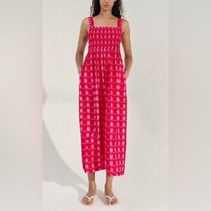 Zara Smocked Maxi Dress XS